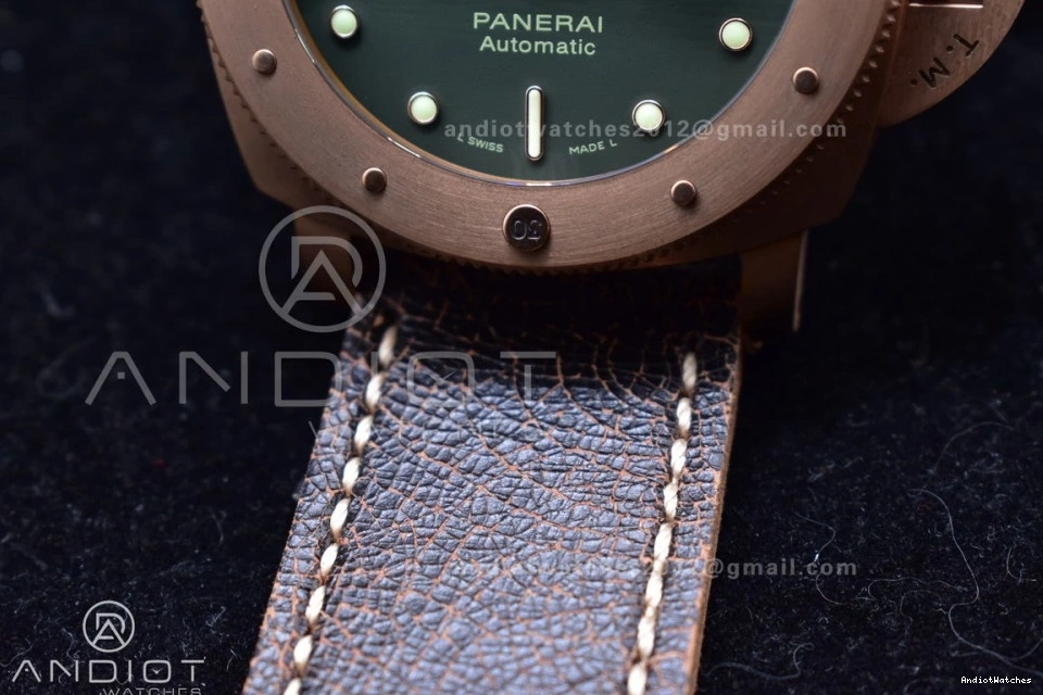 Super Edition N Bronzo Calfskin P.9000 PAM382 VSF 987 V Clone Strap 1:1 Distressed WrinkleFree Best on Brown 1008